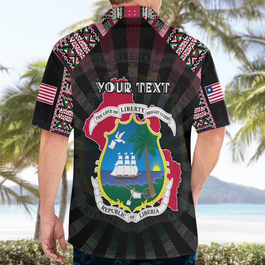 Personalized Liberia Roots Hawaiian Shirt African Map in Fingerprint and Tribal Colors
