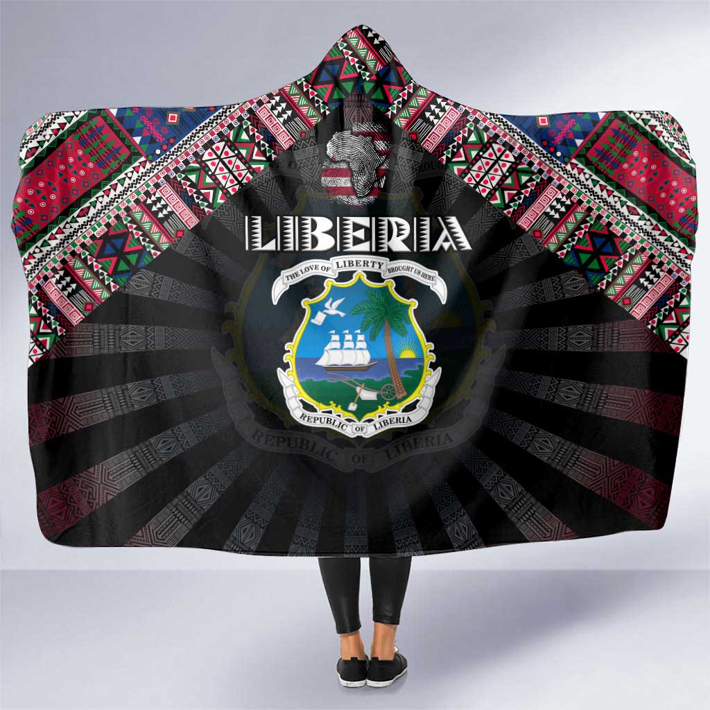 Liberia Roots Hooded Blanket African Map in Fingerprint and Tribal Colors