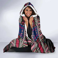 Liberia Roots Hooded Blanket African Map in Fingerprint and Tribal Colors