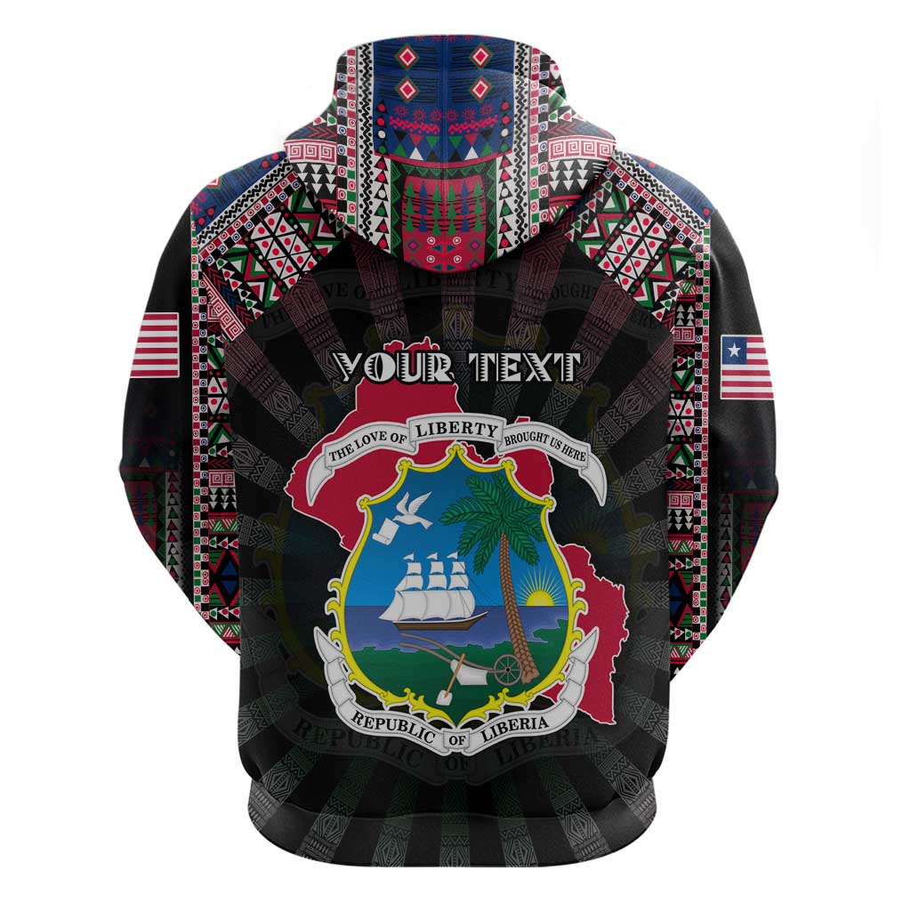 Personalized Liberia Roots Hoodie African Map in Fingerprint and Tribal Colors