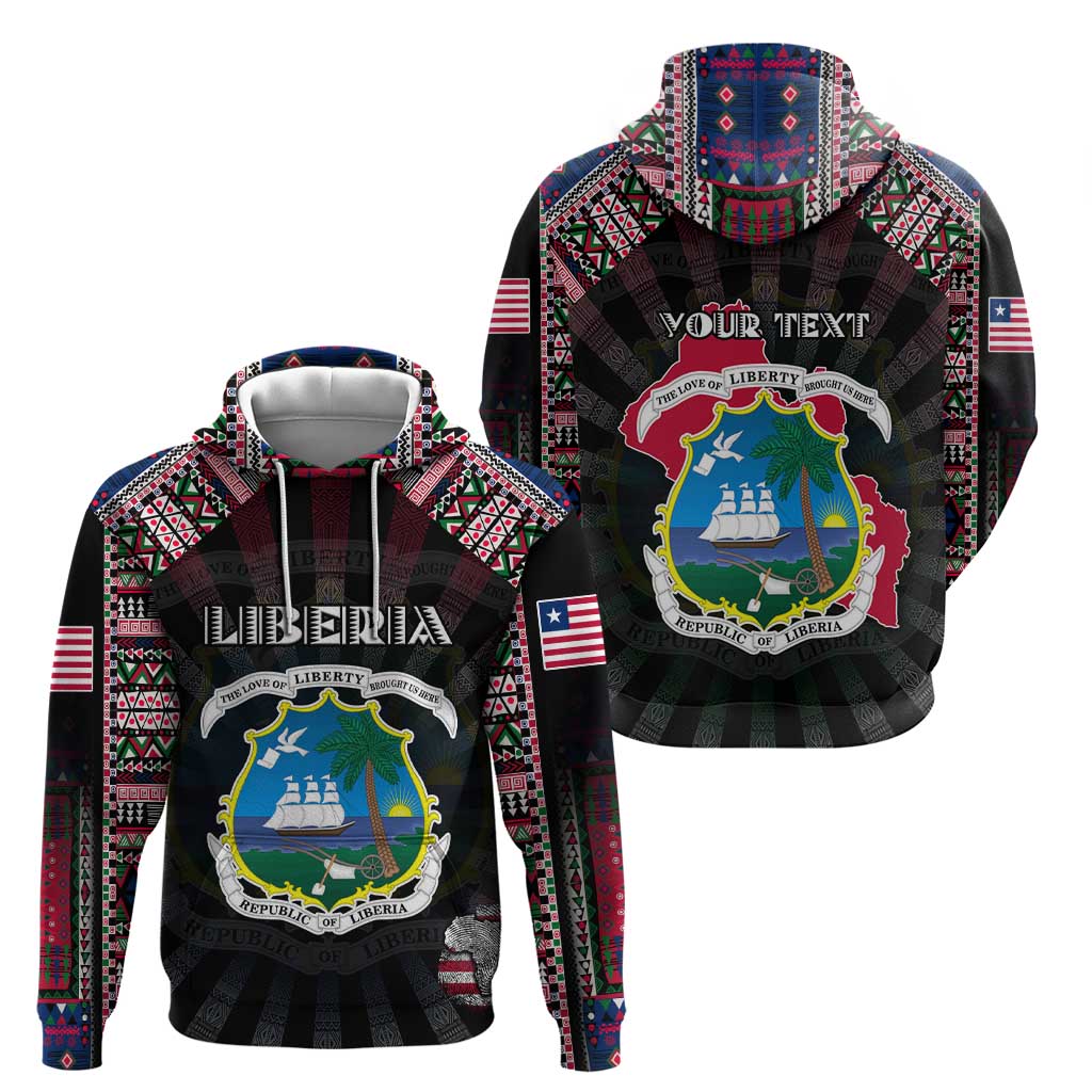 Personalized Liberia Roots Hoodie African Map in Fingerprint and Tribal Colors