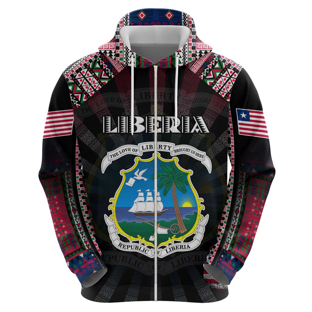 Personalized Liberia Roots Hoodie African Map in Fingerprint and Tribal Colors