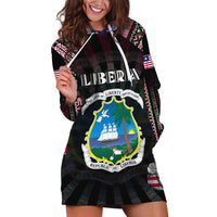 Personalized Liberia Roots Hoodie Dress African Map in Fingerprint and Tribal Colors