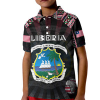 Personalized Liberia Roots Kid Polo Shirt African Map in Fingerprint and Tribal Colors