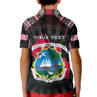 Personalized Liberia Roots Kid Polo Shirt African Map in Fingerprint and Tribal Colors