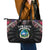 Liberia Roots Leather Tote Bag African Map in Fingerprint and Tribal Colors