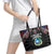 Liberia Roots Leather Tote Bag African Map in Fingerprint and Tribal Colors