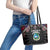 Liberia Roots Leather Tote Bag African Map in Fingerprint and Tribal Colors