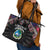 Liberia Roots Leather Tote Bag African Map in Fingerprint and Tribal Colors