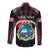 Personalized Liberia Roots Long Sleeve Button Shirt African Map in Fingerprint and Tribal Colors