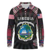 Personalized Liberia Roots Long Sleeve Polo Shirt African Map in Fingerprint and Tribal Colors