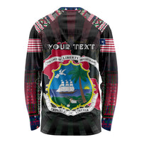Personalized Liberia Roots Long Sleeve Shirt African Map in Fingerprint and Tribal Colors