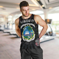 Personalized Liberia Roots Men Tank Top African Map in Fingerprint and Tribal Colors