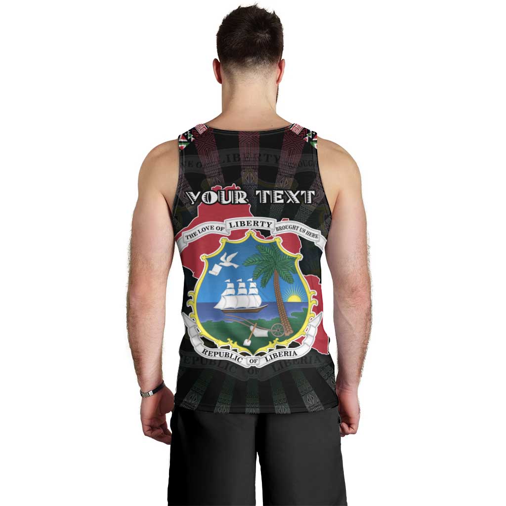 Personalized Liberia Roots Men Tank Top African Map in Fingerprint and Tribal Colors