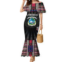 Personalized Liberia Roots Mermaid Dress African Map in Fingerprint and Tribal Colors