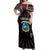 Personalized Liberia Roots Off Shoulder Maxi Dress African Map in Fingerprint and Tribal Colors