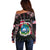 Personalized Liberia Roots Off Shoulder Sweater African Map in Fingerprint and Tribal Colors