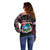 Personalized Liberia Roots Off Shoulder Sweater African Map in Fingerprint and Tribal Colors