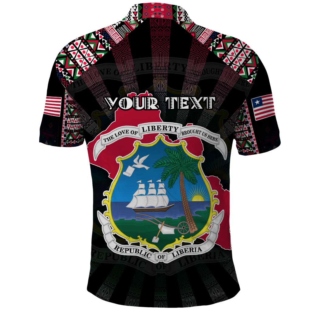 Personalized Liberia Roots Polo Shirt African Map in Fingerprint and Tribal Colors
