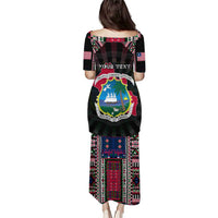 Personalized Liberia Roots Puletasi African Map in Fingerprint and Tribal Colors