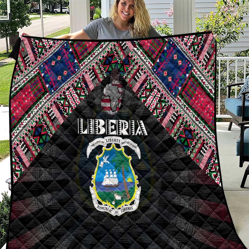 Liberia Roots Quilt African Map in Fingerprint and Tribal Colors