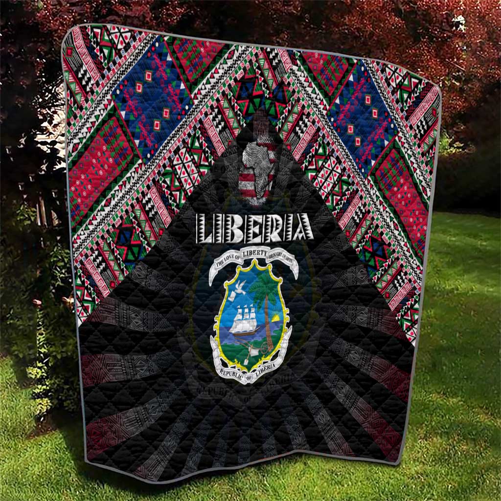 Liberia Roots Quilt African Map in Fingerprint and Tribal Colors