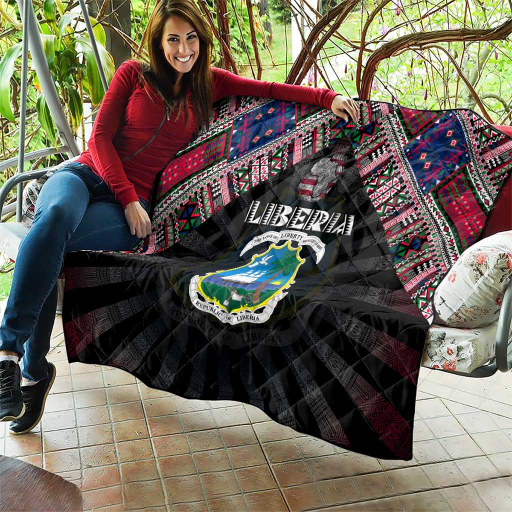 Liberia Roots Quilt African Map in Fingerprint and Tribal Colors