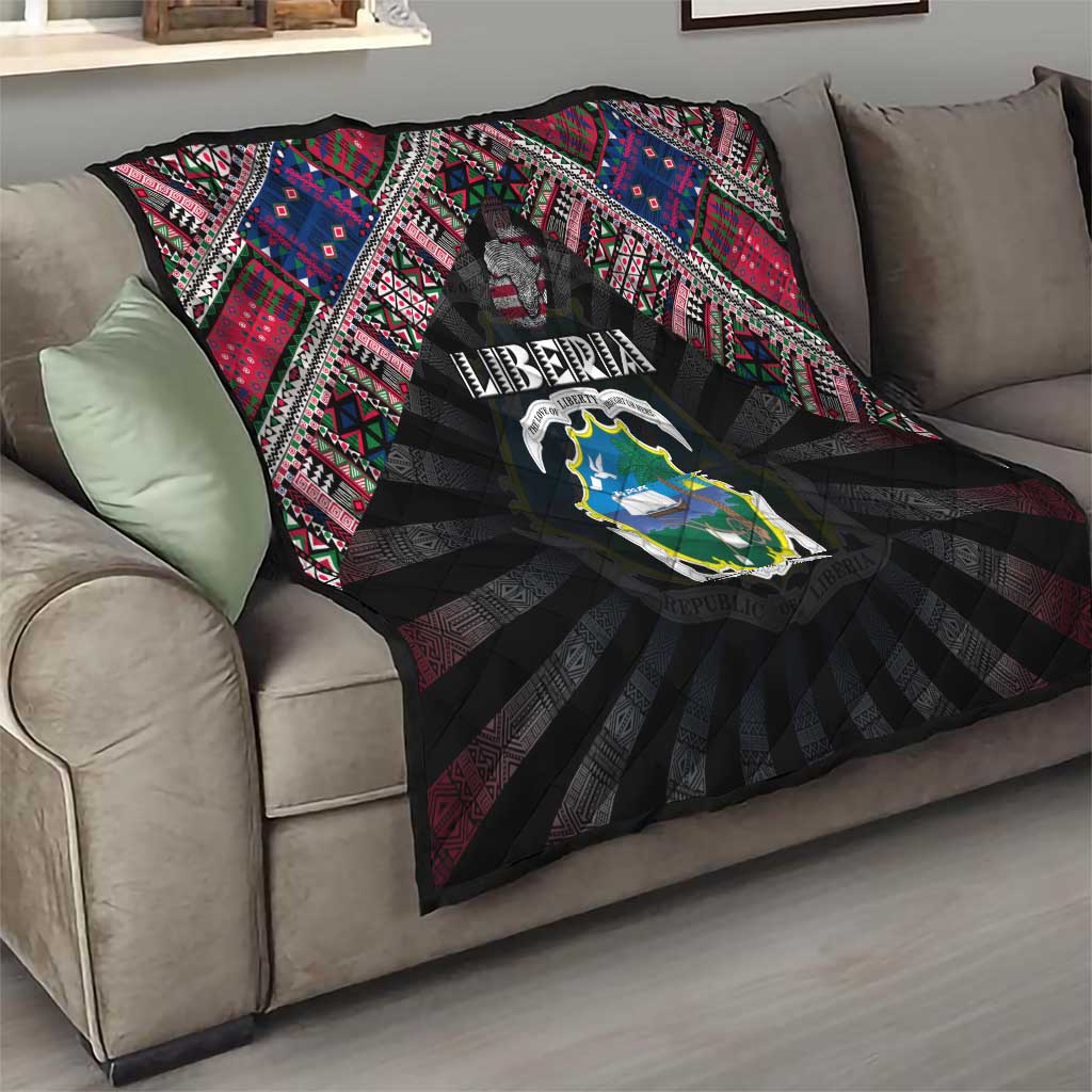 Liberia Roots Quilt African Map in Fingerprint and Tribal Colors