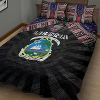 Liberia Roots Quilt Bed Set African Map in Fingerprint and Tribal Colors