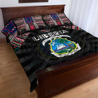 Liberia Roots Quilt Bed Set African Map in Fingerprint and Tribal Colors