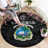 Liberia Roots Round Carpet African Map in Fingerprint and Tribal Colors