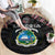 Liberia Roots Round Carpet African Map in Fingerprint and Tribal Colors