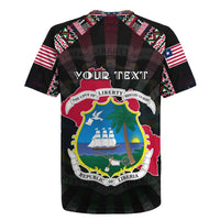 Personalized Liberia Roots Rugby Jersey African Map in Fingerprint and Tribal Colors