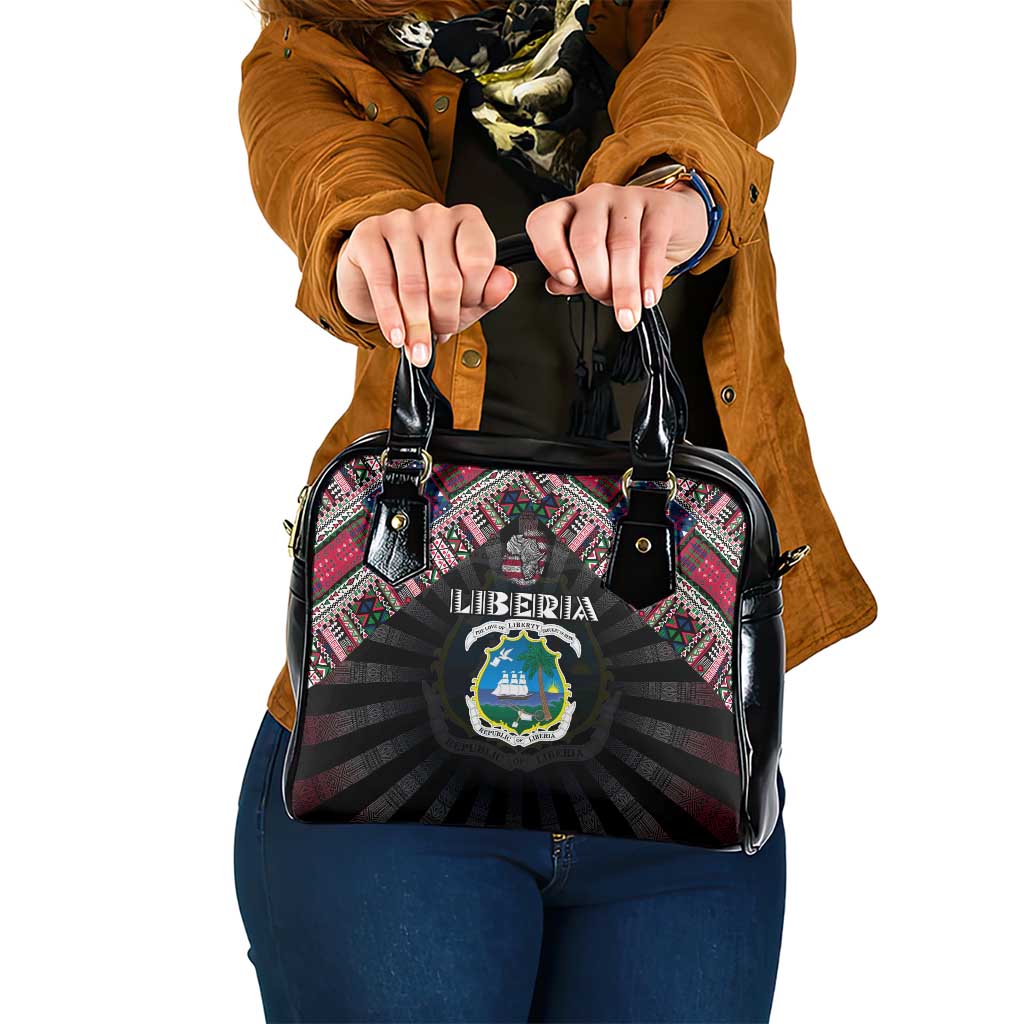 Liberia Roots Shoulder Handbag African Map in Fingerprint and Tribal Colors
