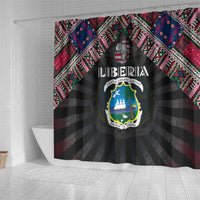 Liberia Roots Shower Curtain African Map in Fingerprint and Tribal Colors