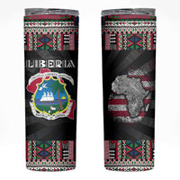 Liberia Roots Skinny Tumbler African Map in Fingerprint and Tribal Colors