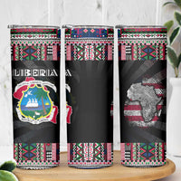 Liberia Roots Skinny Tumbler African Map in Fingerprint and Tribal Colors