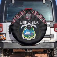 Liberia Roots Spare Tire Cover African Map in Fingerprint and Tribal Colors