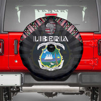 Liberia Roots Spare Tire Cover African Map in Fingerprint and Tribal Colors