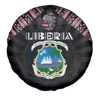 Liberia Roots Spare Tire Cover African Map in Fingerprint and Tribal Colors