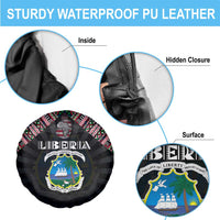Liberia Roots Spare Tire Cover African Map in Fingerprint and Tribal Colors