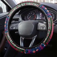 Liberia Roots Steering Wheel Cover African Map in Fingerprint and Tribal Colors
