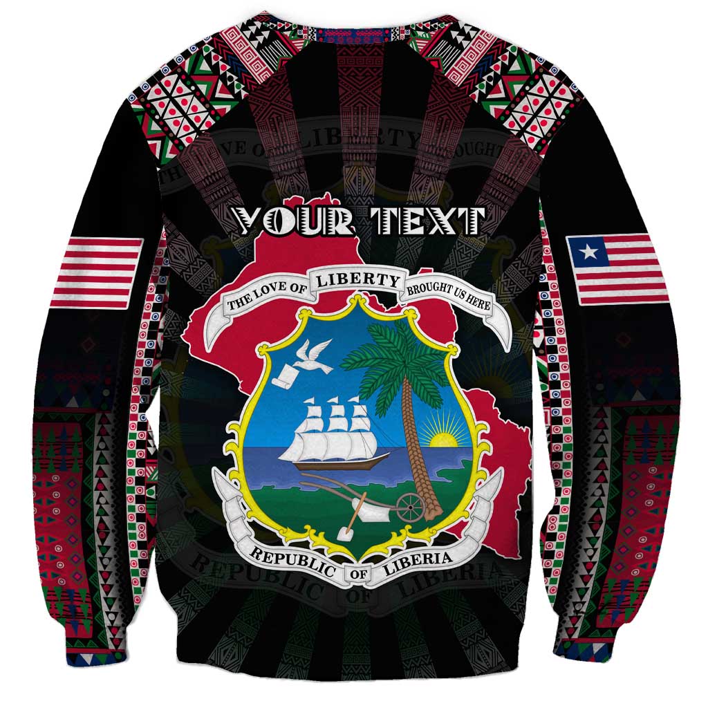 Personalized Liberia Roots Sweatshirt African Map in Fingerprint and Tribal Colors