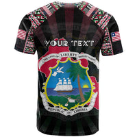 Personalized Liberia Roots T Shirt African Map in Fingerprint and Tribal Colors