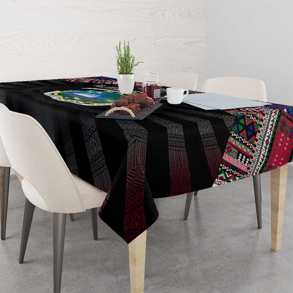Liberia Roots Tablecloth African Map in Fingerprint and Tribal Colors