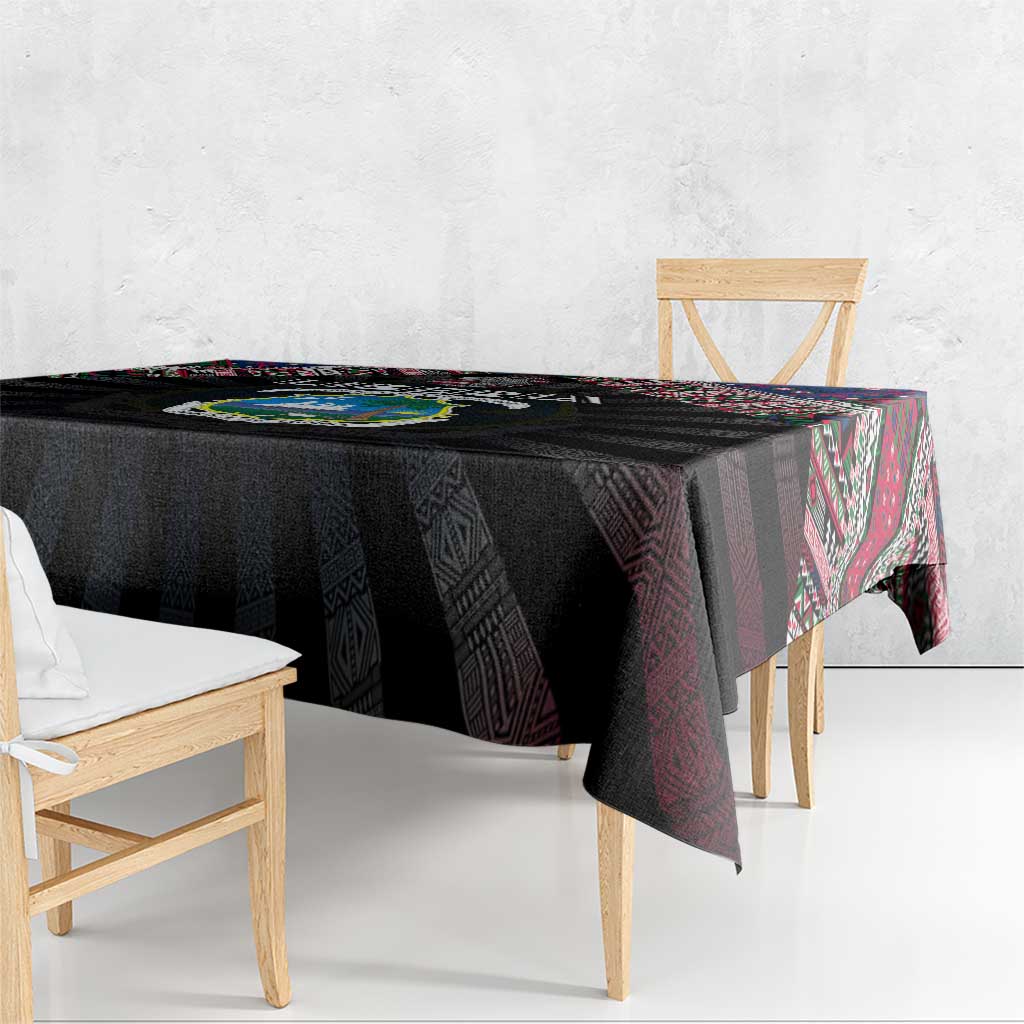 Liberia Roots Tablecloth African Map in Fingerprint and Tribal Colors