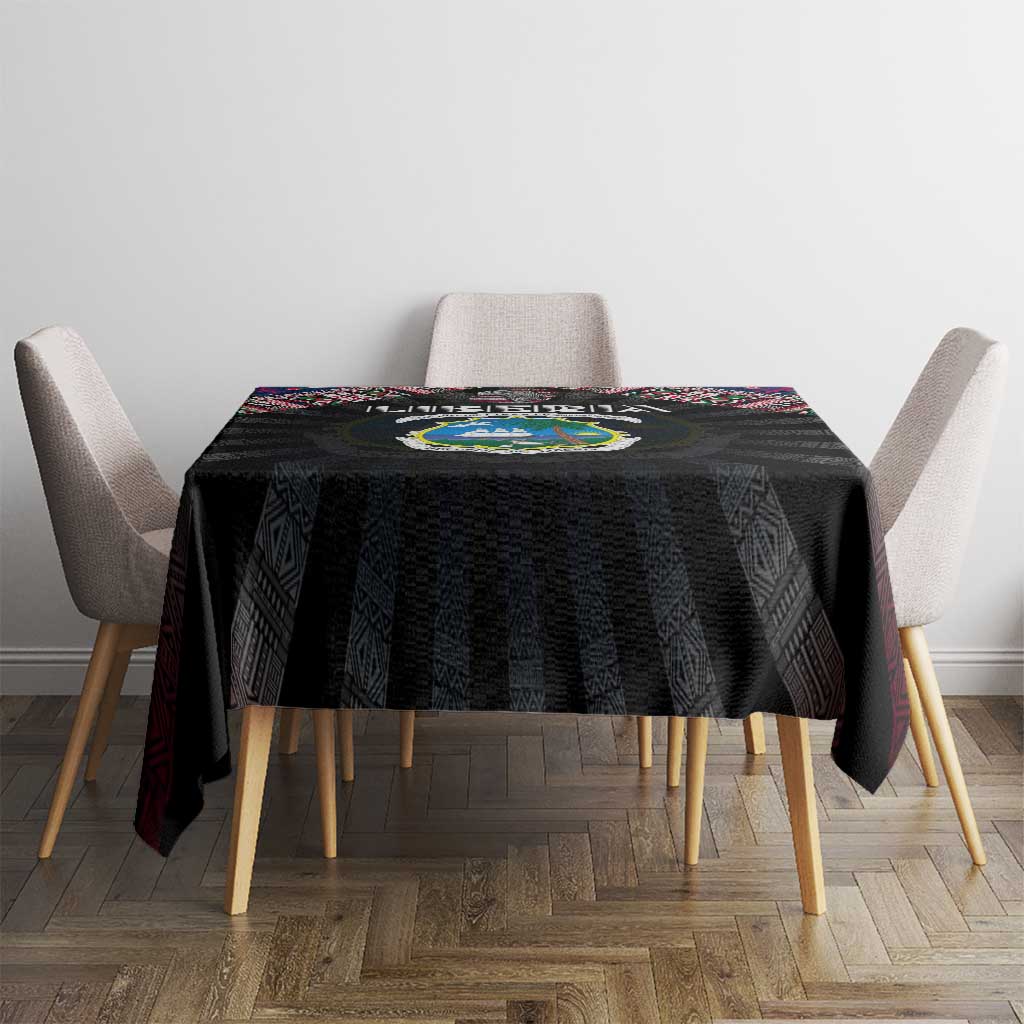 Liberia Roots Tablecloth African Map in Fingerprint and Tribal Colors