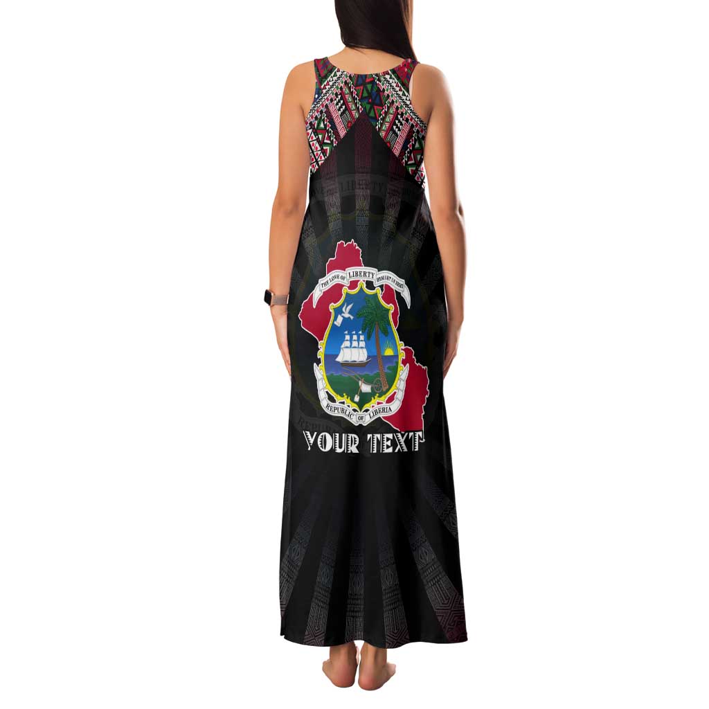 Personalized Liberia Roots Tank Maxi Dress African Map in Fingerprint and Tribal Colors