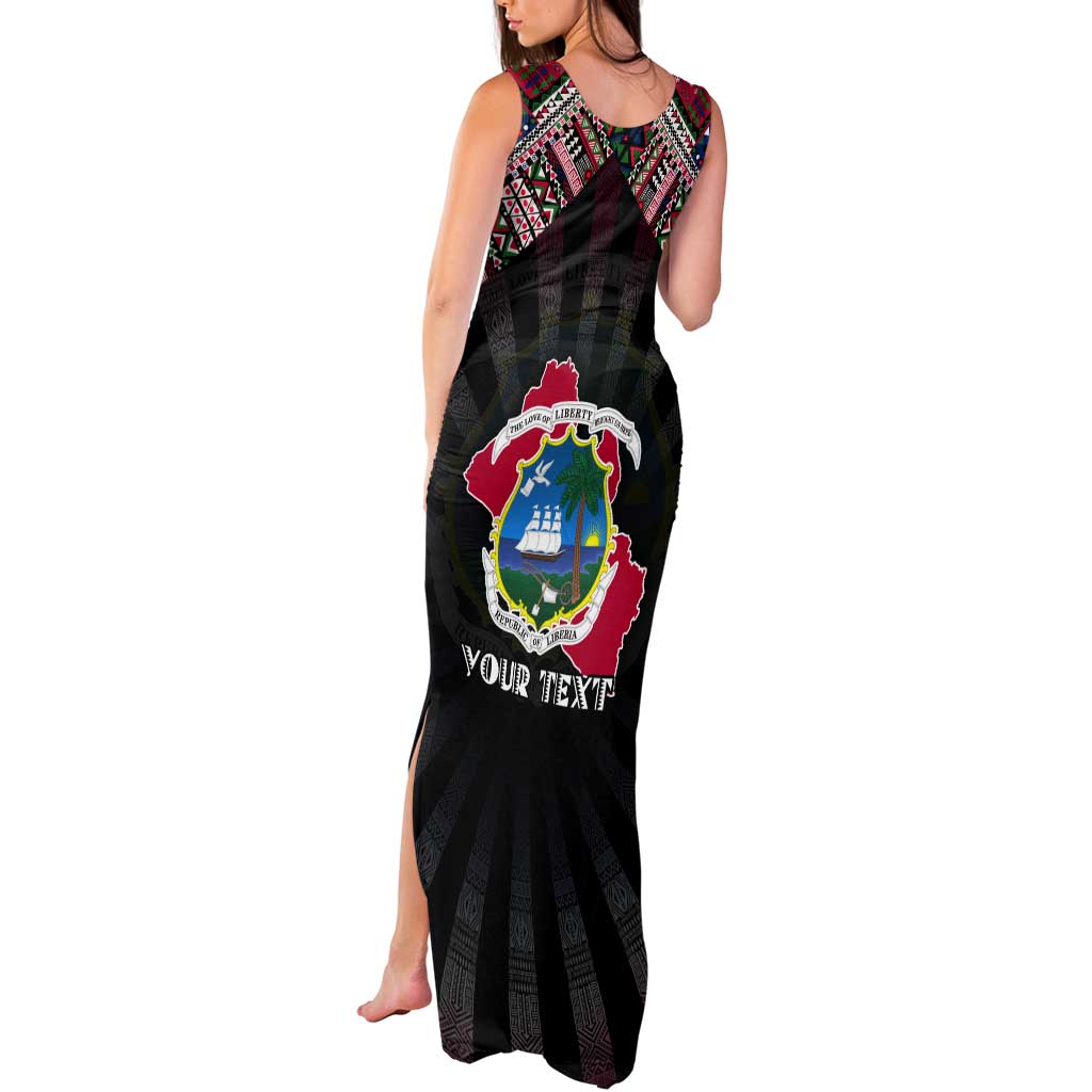 Personalized Liberia Roots Tank Maxi Dress African Map in Fingerprint and Tribal Colors