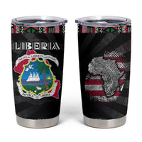 Liberia Roots Tumbler Cup African Map in Fingerprint and Tribal Colors